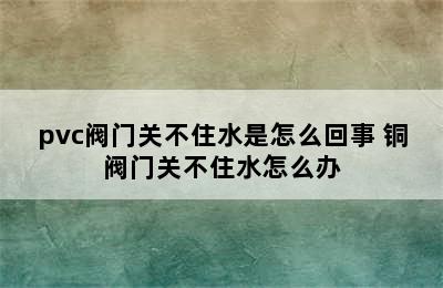 pvc阀门关不住水是怎么回事 铜阀门关不住水怎么办